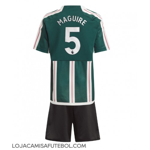 Camisa de Futebol Manchester United Harry Maguire #5 Equipamento Secundário Infantil 2023-24 Manga Curta (+ Calças curtas)